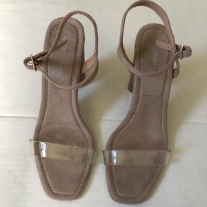 Nude suede chunky heels